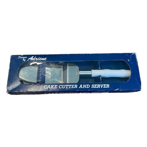 Vintage Frontier Forge Cake Server Stainless Silver White Bamboo Handles MCM - Picture 2 of 4